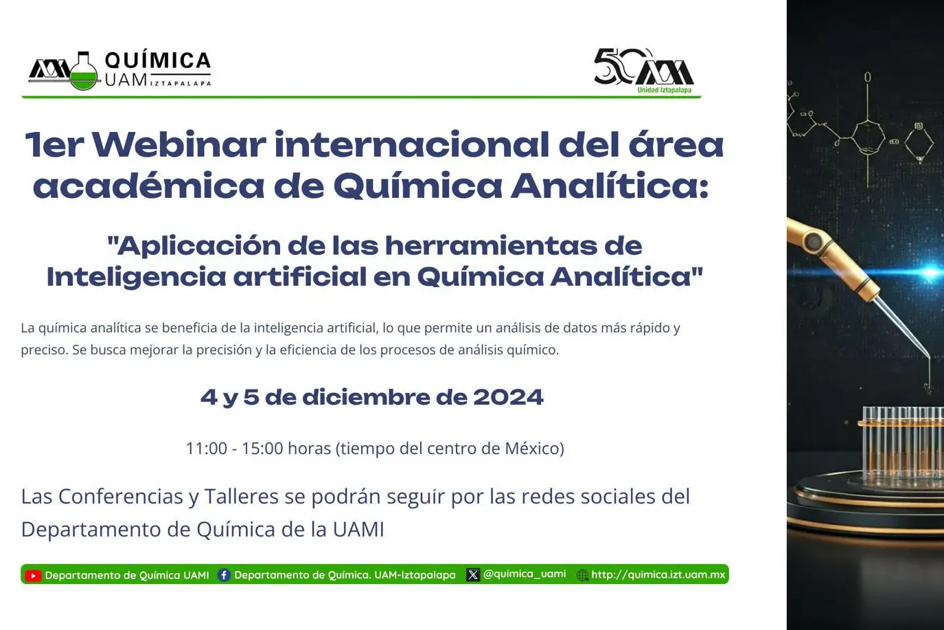 1er Webinar internacional del área académica de Química Analítica: