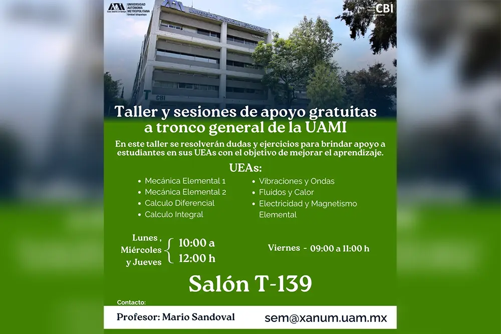 Taller y sesiones de apoyo gratuitas para Tronco General en la UAMI